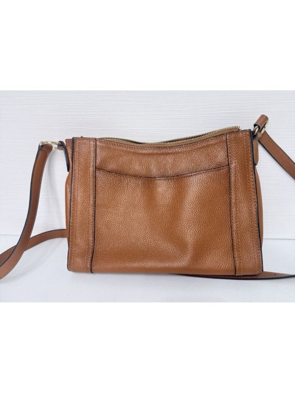Kattee Leather Crossbody Purse Cognac Brown